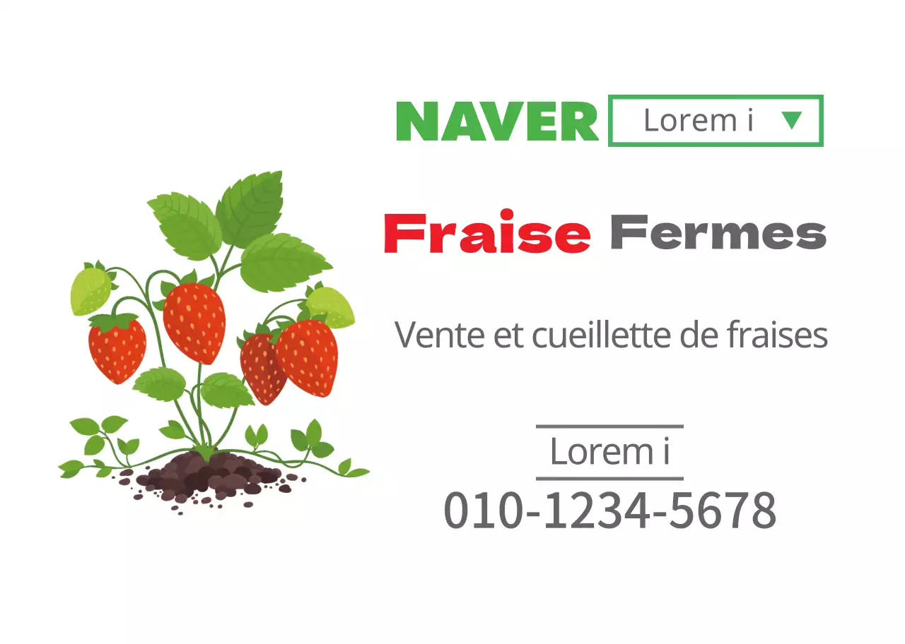 Illustration d'un fruit blanc, promotion d'une ferme de fraises