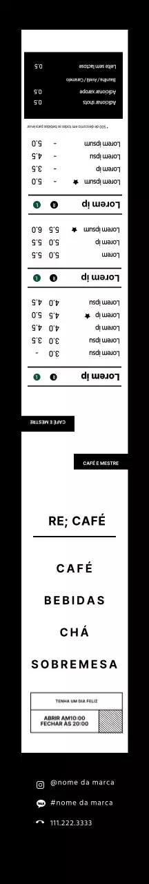 Placa de menu de café de feijão preto simples