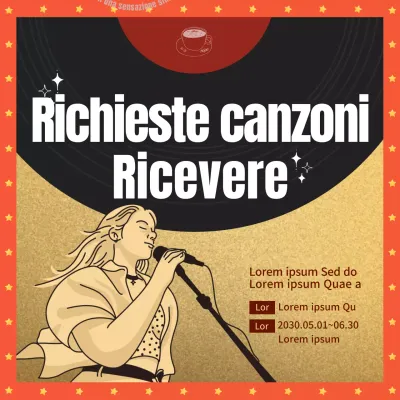 Promuovete un evento di canzone d'applicazione LP cafe marrone e retrò