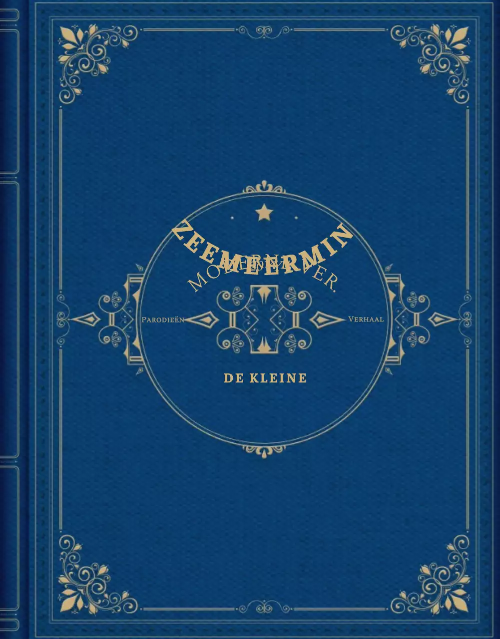 Web novel storytelling in blauw en wit met een stijlvol en elegant klassiek boekconcept