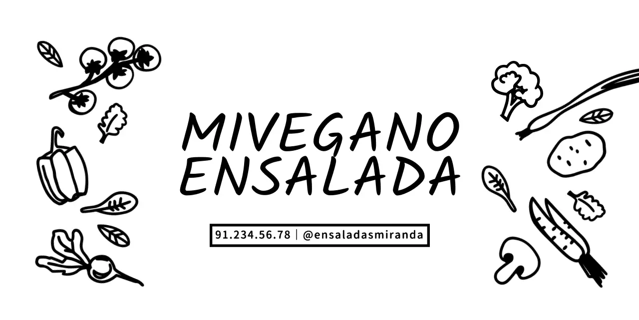 Simpática y sencilla ilustración vegetal estilo marco de envase de ensalada para información y servicio de restaurante.