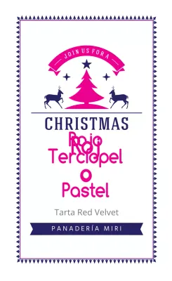 Púrpura Rosa Etiquetas ilustradas de Navidad para repostería