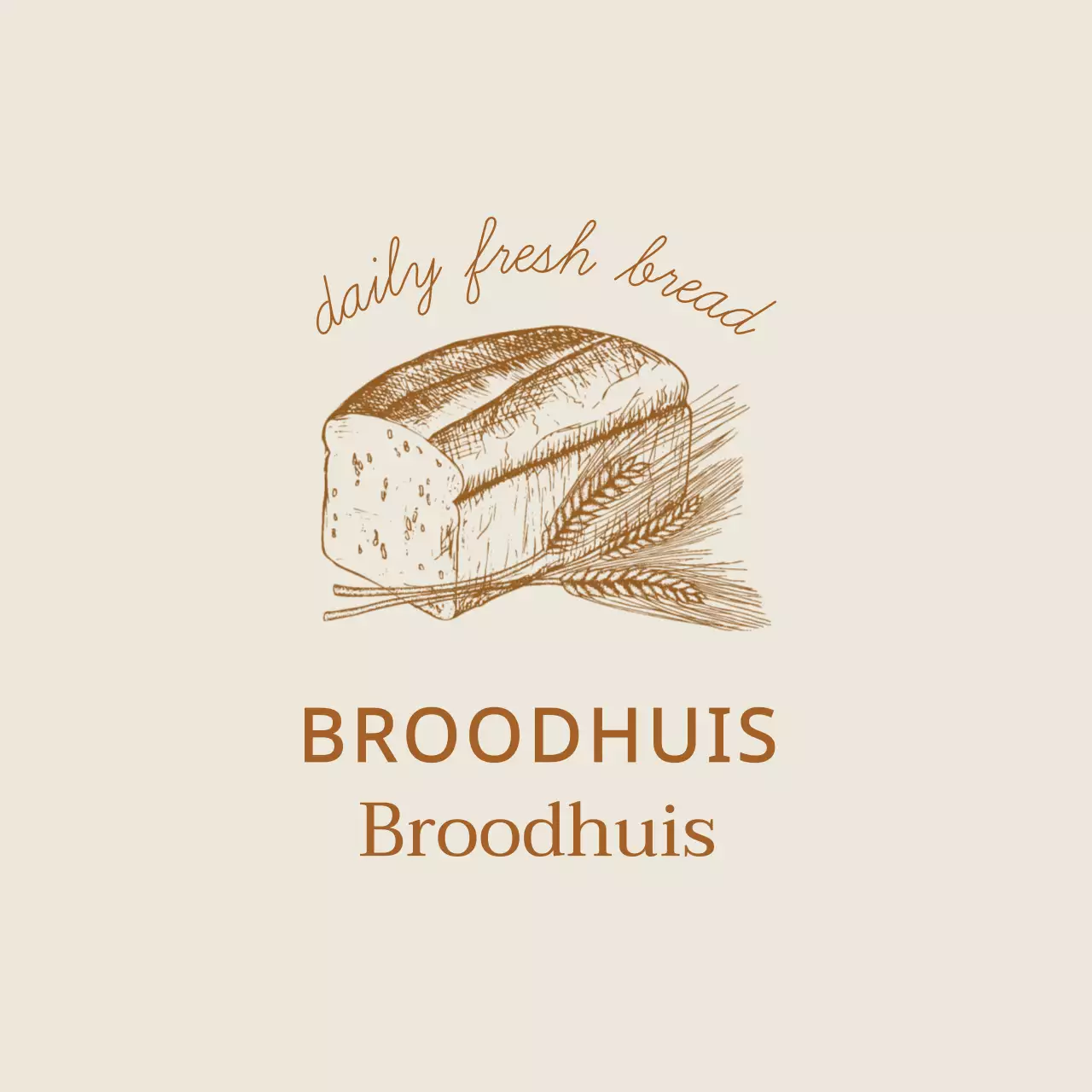 Beige ivoor geïllustreerd bakkerij etiket