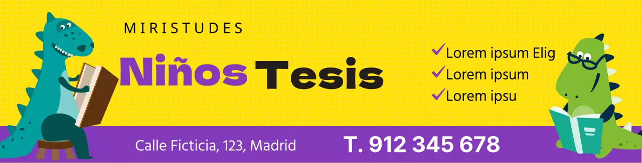 Amarillo Púrpura Lindo Dinosaurio Carácter Escritura de Ensayo Escuela