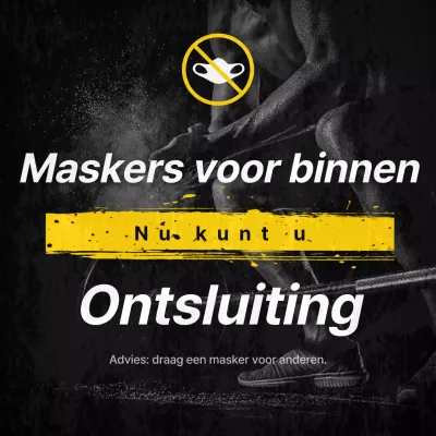 Dynamisch sportschoolmasker verwijderen aankondigingsthema met gele accenten op een zwarte achtergrond