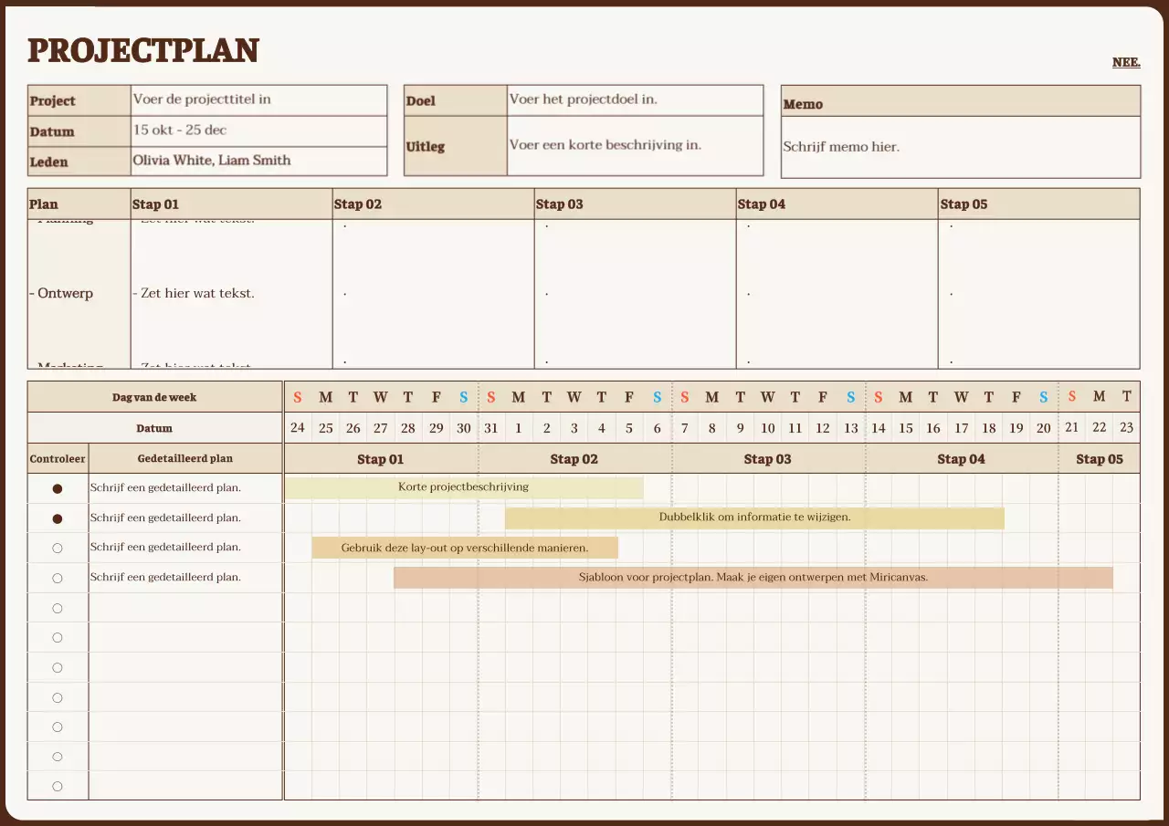 Nette projectplanner in geel en bruin