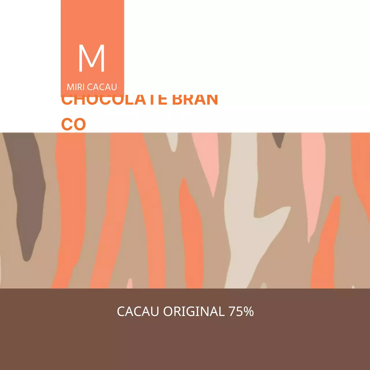 Rótulo de chá de chocolate quente com padrão de árvore castanha laranja