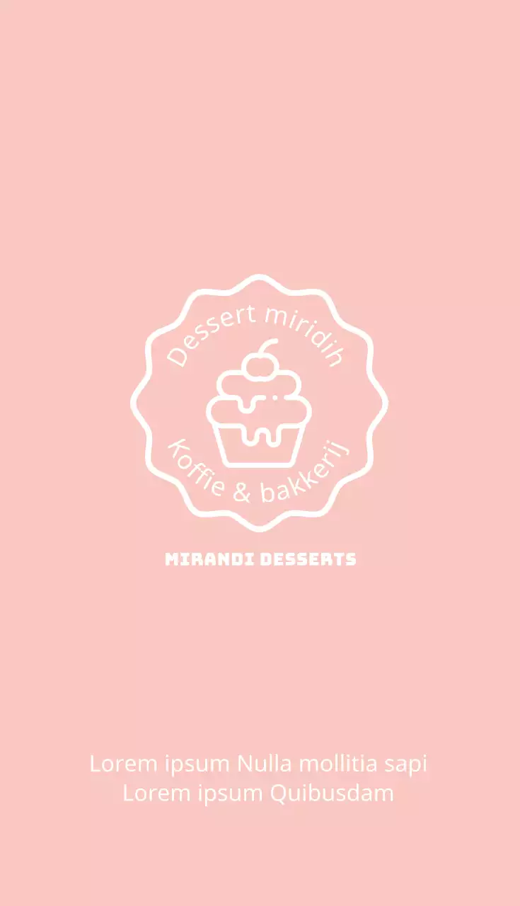 Roze Beige Geïllustreerd Dessert Visitekaartje