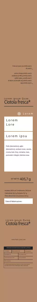 Etichette beige per confezioni di insalata ordinate