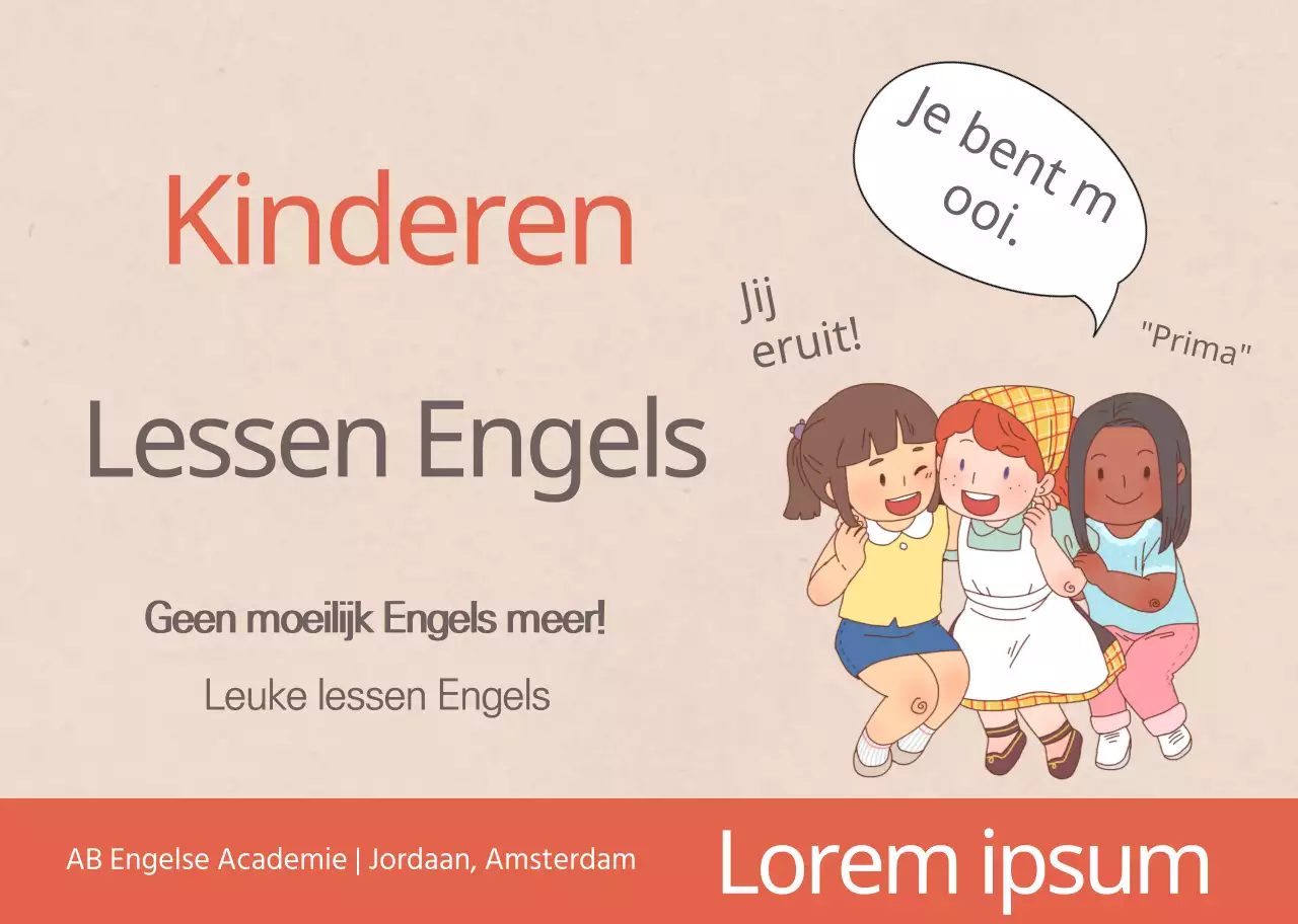 Beige Rood Karakter Illustratie School Promotie