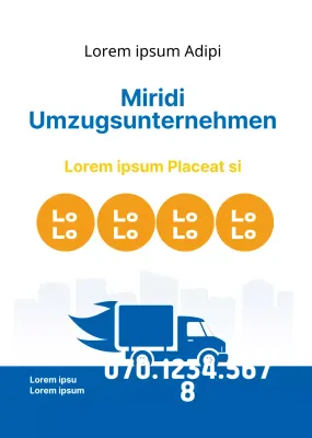 Werbung für ein weißes, blaues und sauberes Umzugsunternehmen