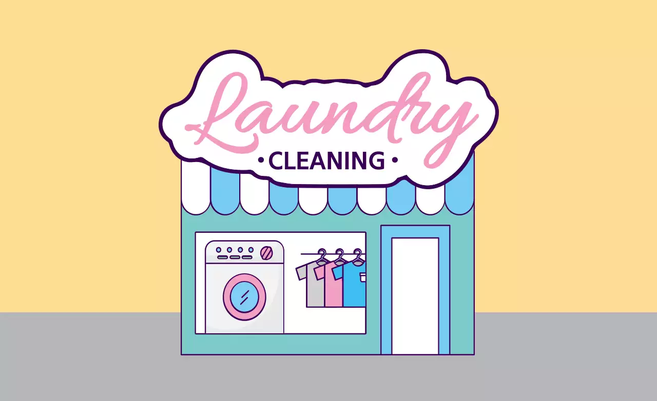 パステル かわいい ランドリー 看板 ファンシーバナー