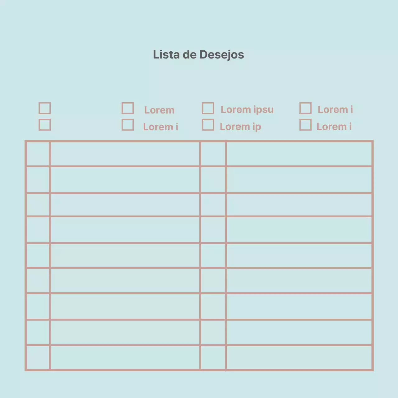 Lista de desejos simples da Mint Lines