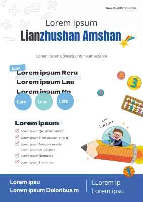 Werben Sie für Mathe-Schulveranstaltungen und die Schule mit einer blauen Kinderillustration