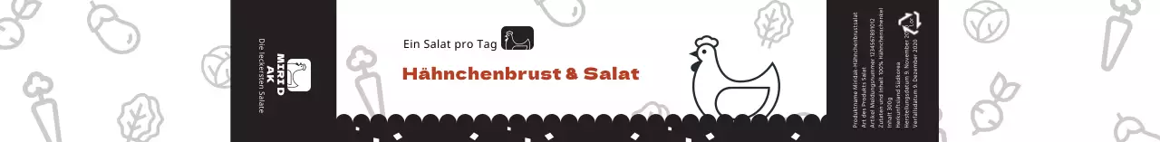 Weiße Ikone Muster Huhn Salat Verpackung