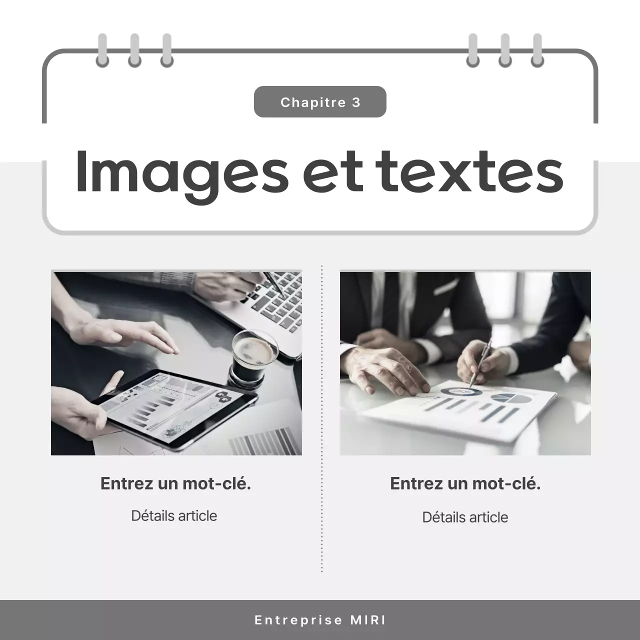 Postes d'affaires simples en noir et blanc