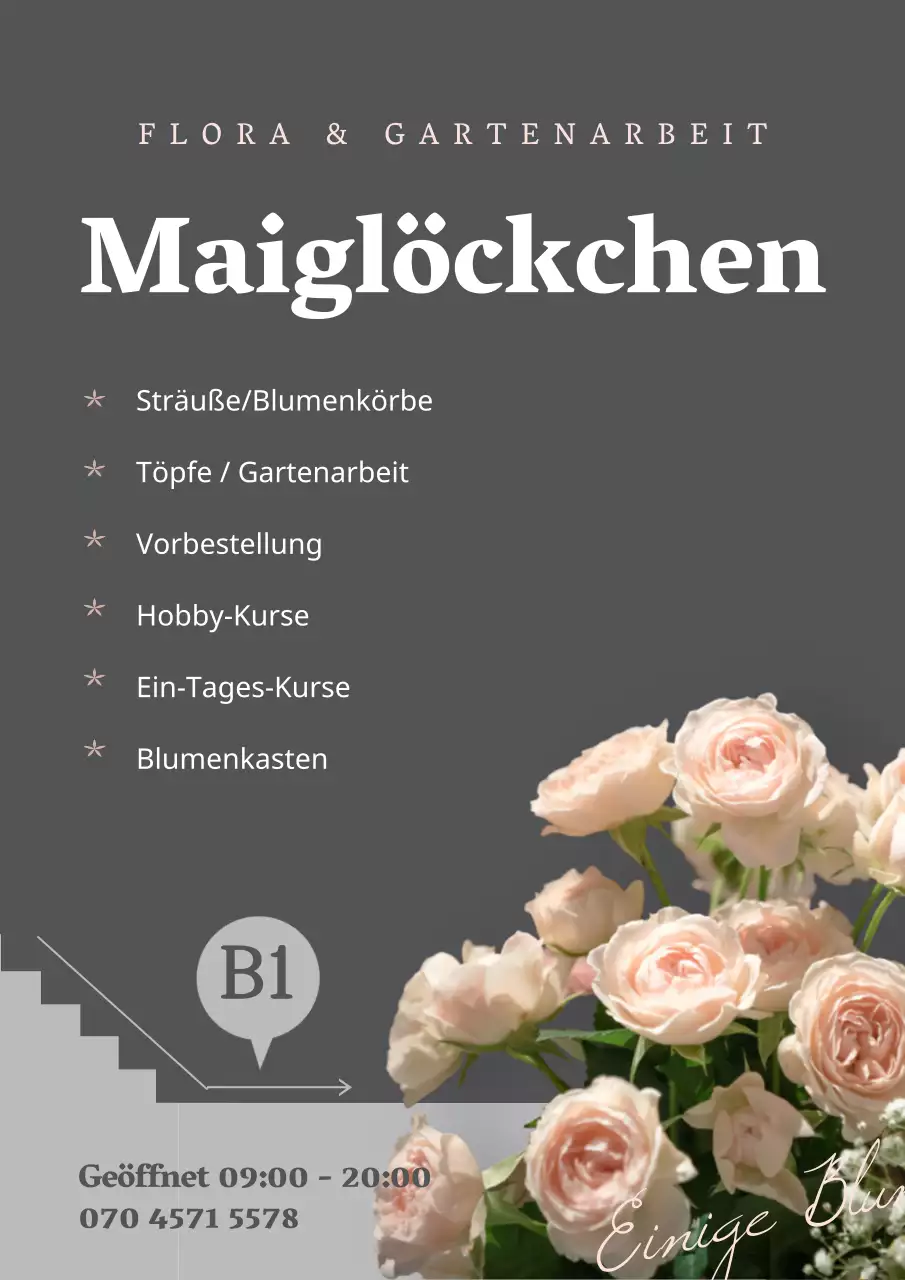 Stilvolles Blumenladen-Menü Standort-Poster