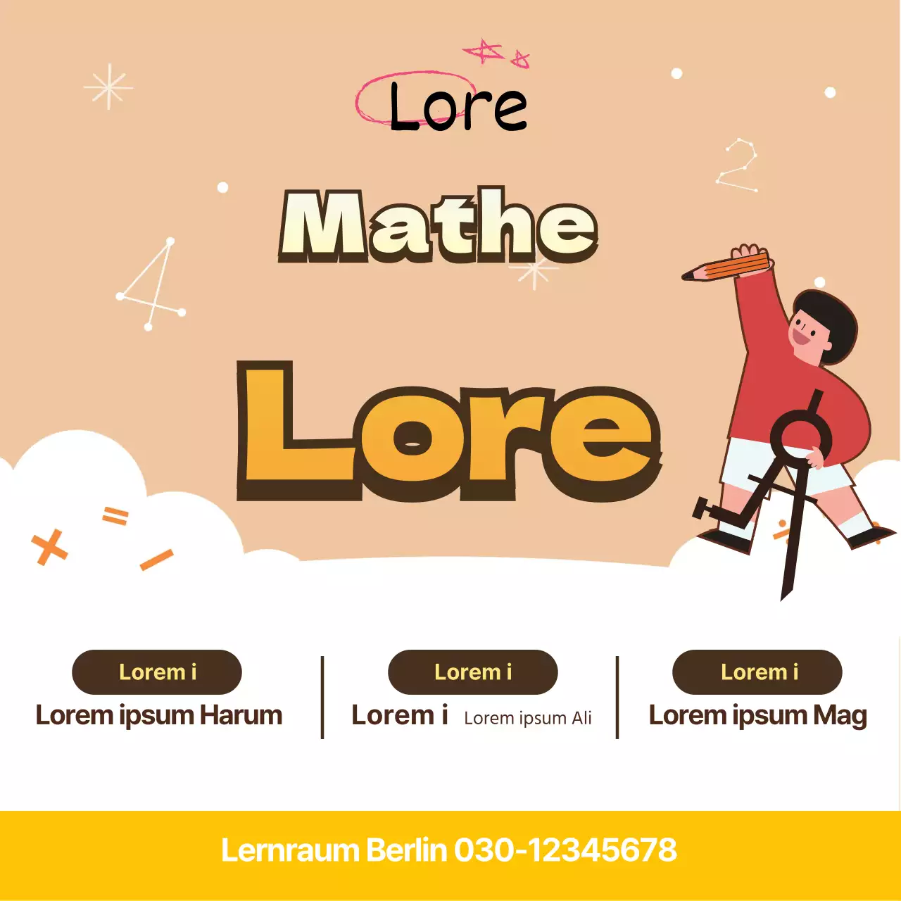 Gelbe Illustration niedlich Mathe Schule Werbung