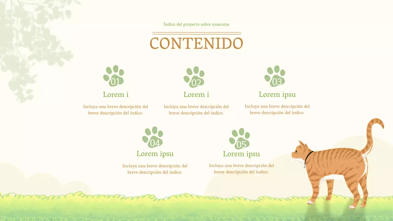 Presentación del proyecto de co-cuidado de mascotas ilustrado en pastel