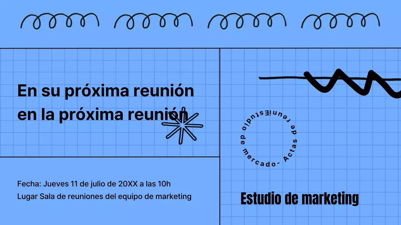 Presentación de estudio de marketing con concepto de cuaderno azul