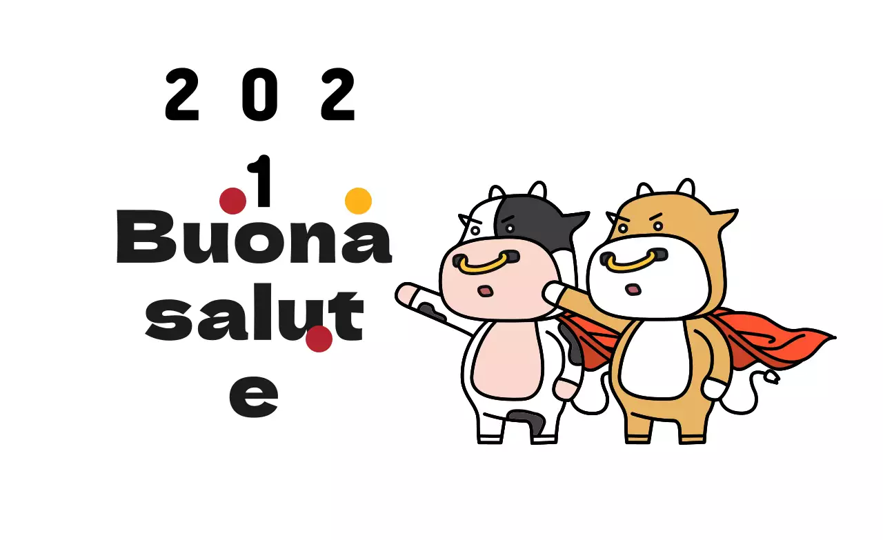 Simpatica etichetta di auguri per il nuovo anno con illustrazione bianca