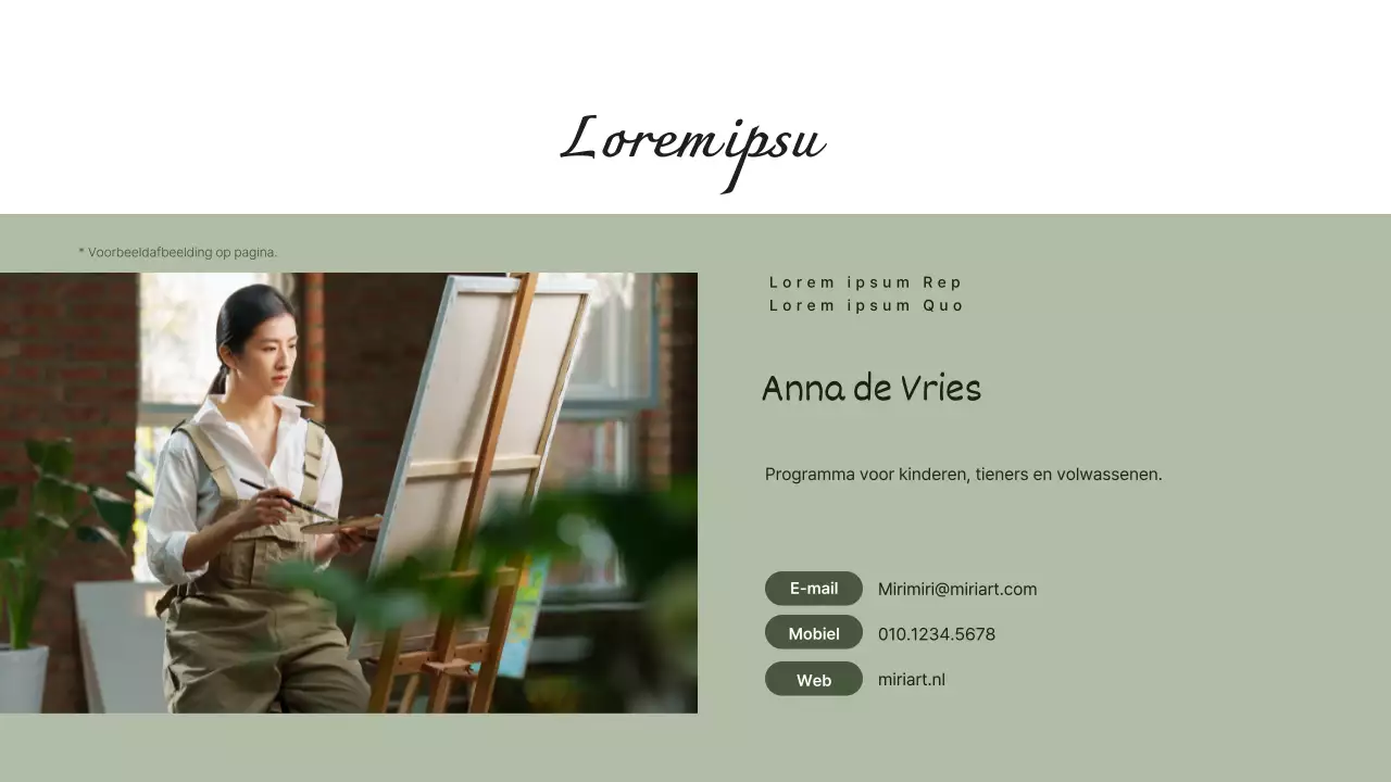 Groen en eenvoudig portfolio docent kunstpsychologie