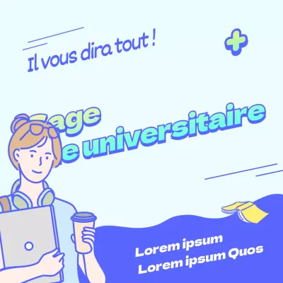 Des carrés de médias sociaux aux tons bleus pour vous guider dans la vie universitaire