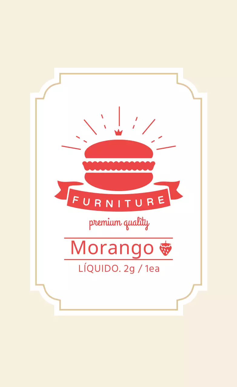 Etiqueta de morango macaron ilustrado vermelho marfim