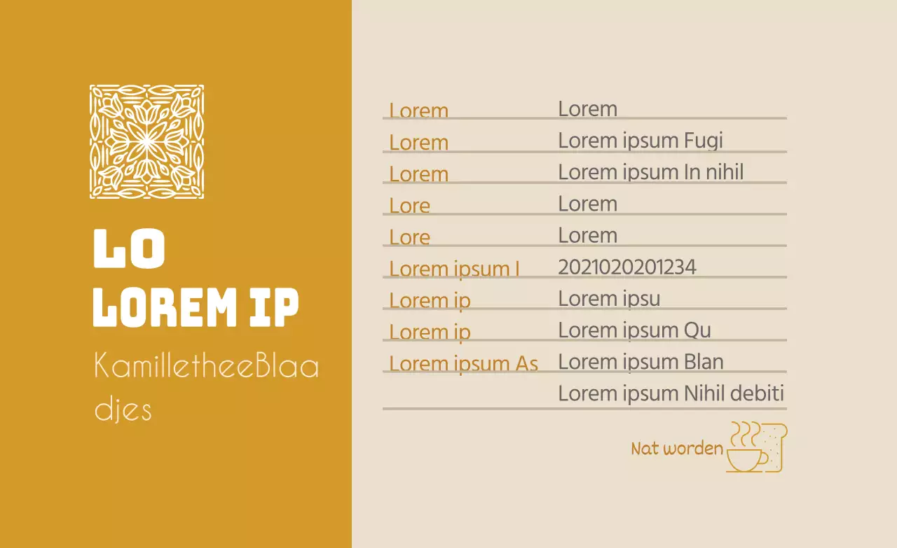 Oker logo net voedingsmiddel kamillethee detaillabel