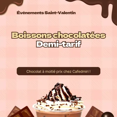 Café, boisson, événement, médias sociaux, carré sur fond rose