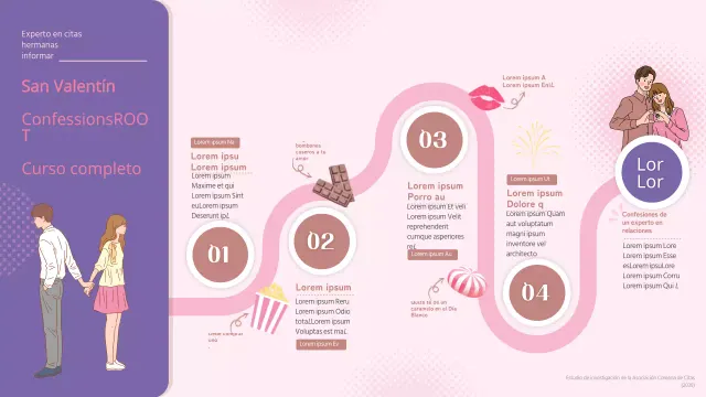 Infografía de San Valentín con un concepto rosa y violeta