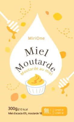 Autocollants en forme de cercle pour sauces au miel et à la moutarde jaune