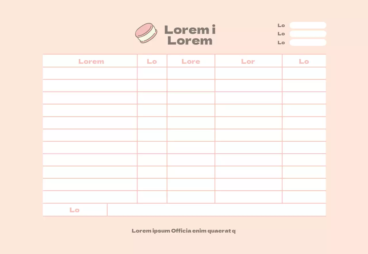 Icono rosa bonito formulario de pedido de restaurante