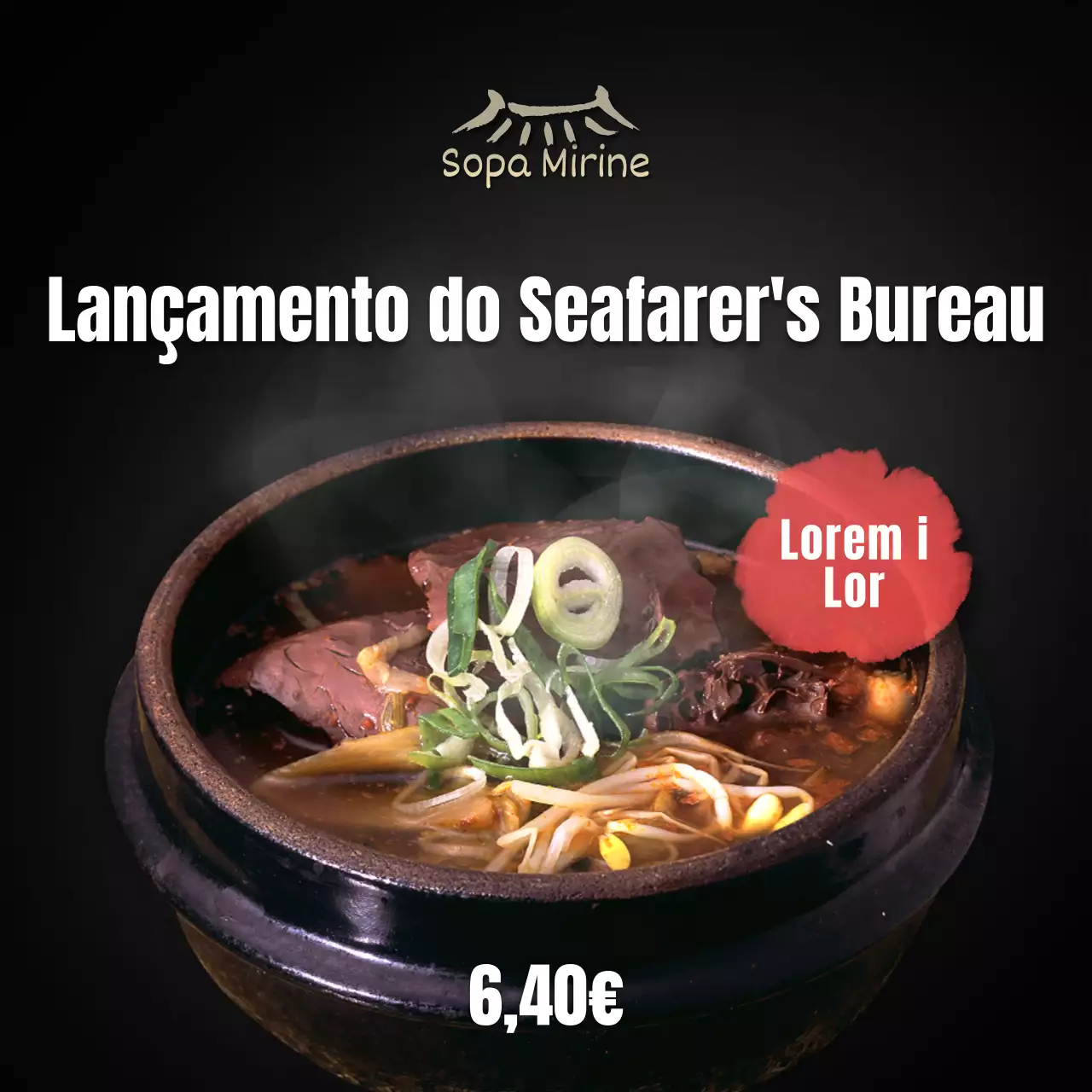 Quadrado do menu das redes sociais Seonji Haejangguk sobre fundo preto