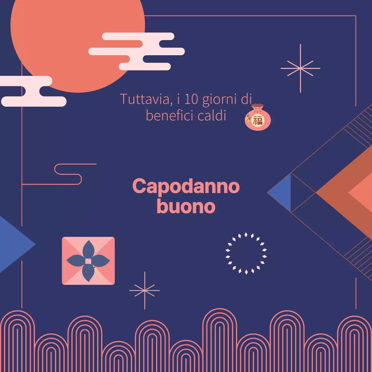 Offerta di coupon per il capodanno lunare con punti arancioni su sfondo blu