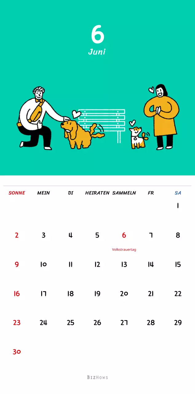 Neujahrskalender mit niedlichen Illustrationen