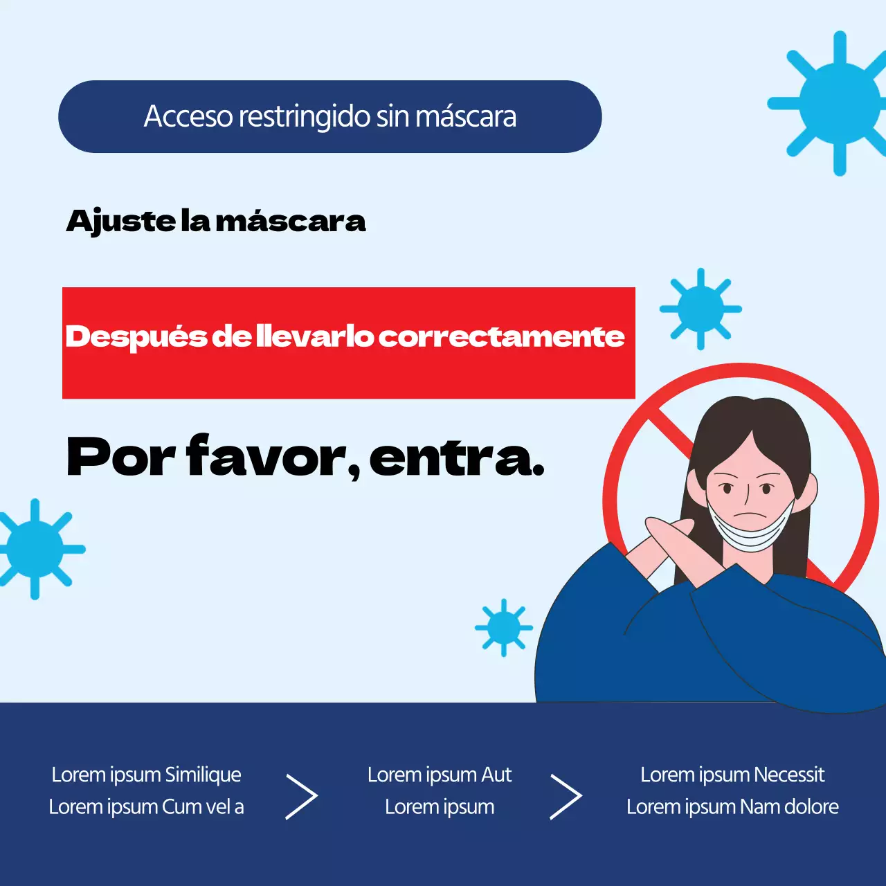 Azul Rojo Ilustración Corona Máscara Uso Prevención