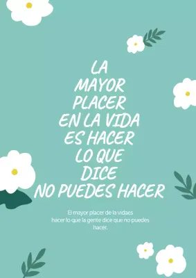 Blanco menta con bonito texto ilustración floral destacando la vida Inglés citas cartel