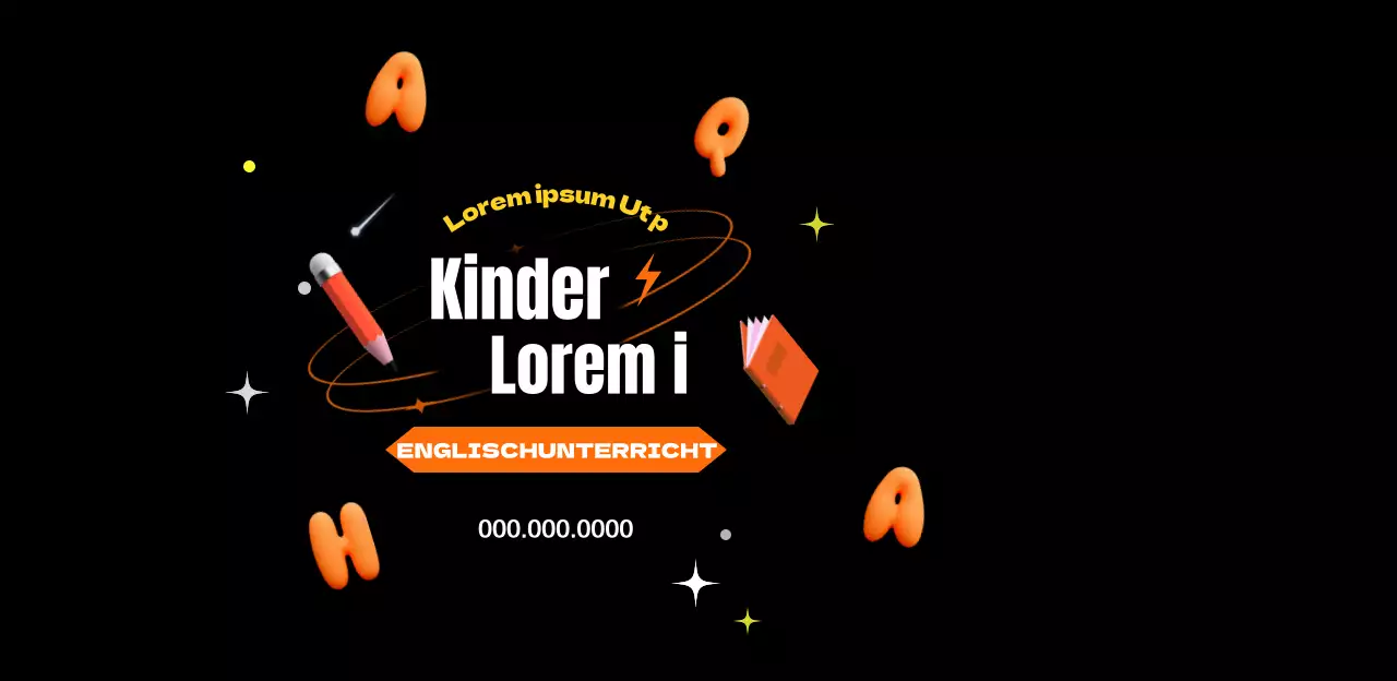 Englischunterricht für Kinder im attraktiven orange-schwarzen Look