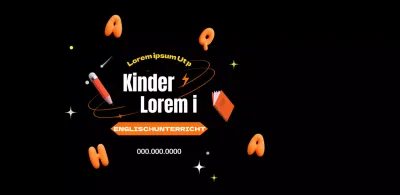Englischunterricht für Kinder im attraktiven orange-schwarzen Look