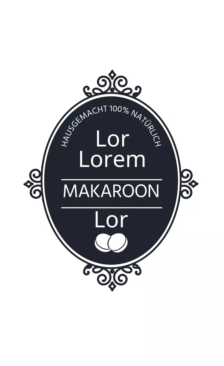 Marineblaues illustriertes Bäckerei-Macaron-Dessert-Etikett