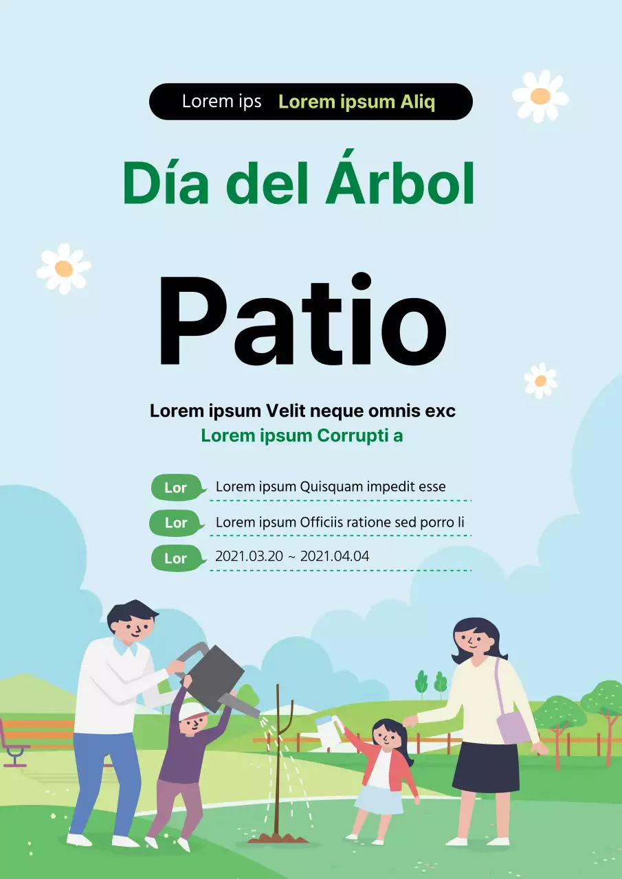 Ilustración verde Bonita promoción del Día del Árbol