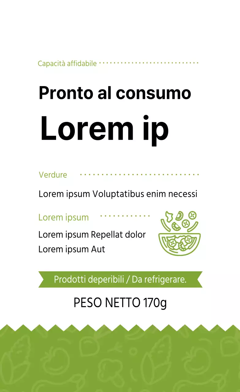 Etichette per l'insalata della dieta verde illustrata