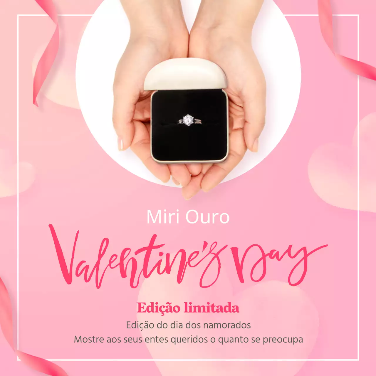 Acessórios para o Dia dos Namorados em cor-de-rosa Proposta de faixa com tema de anel