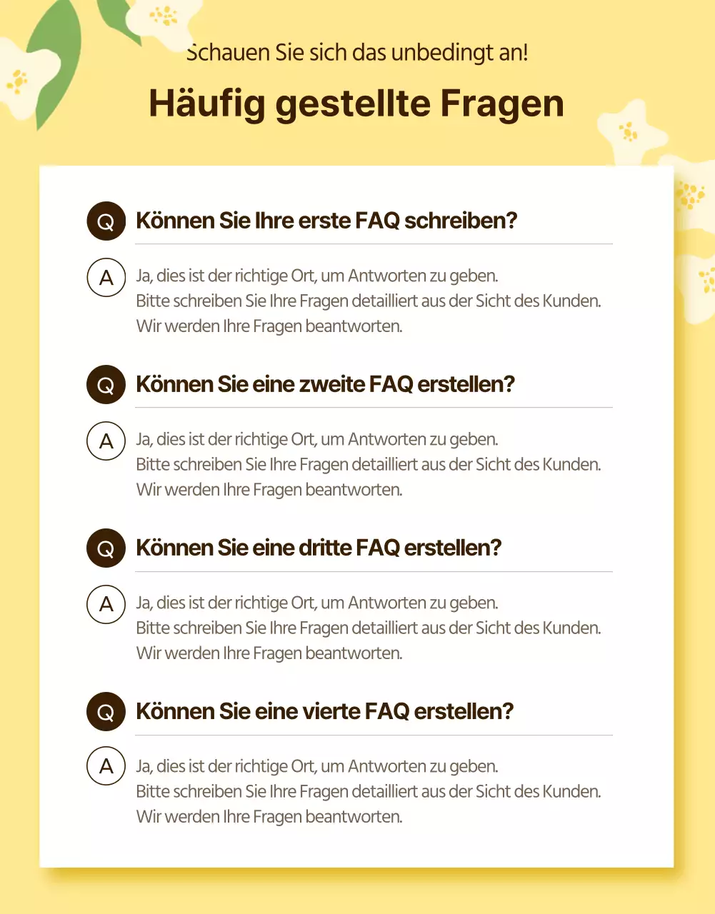 Gelbe Seite mit Details zur Veranstaltung im Frühling