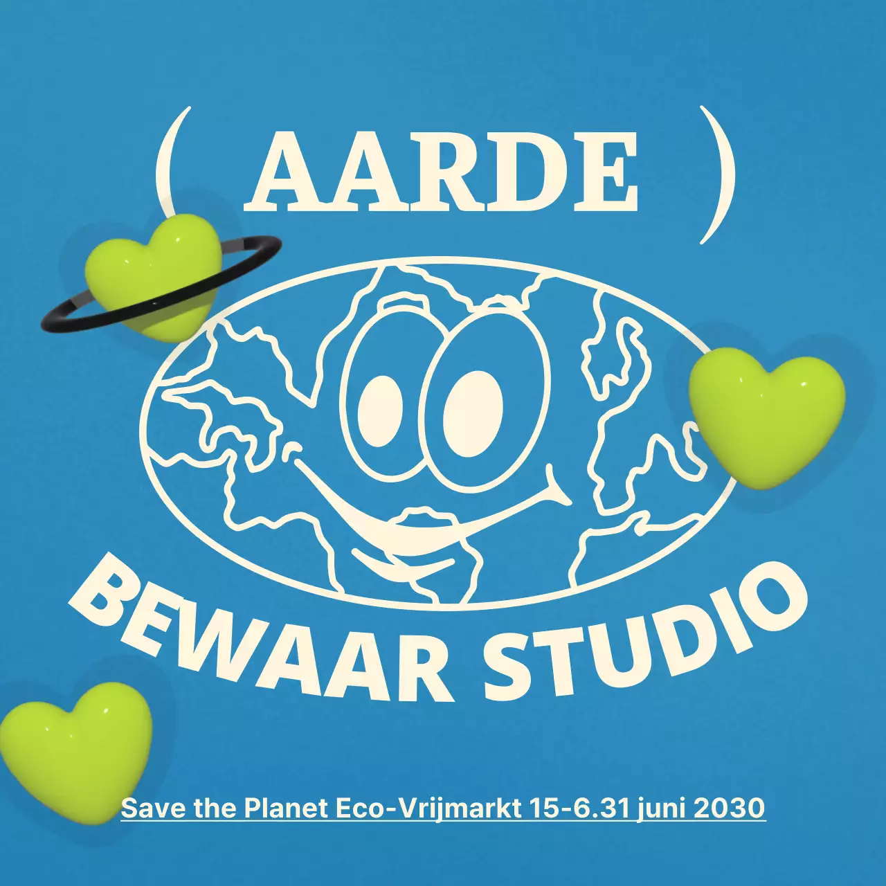 Een schattige, lichtblauwe milieuboodschap