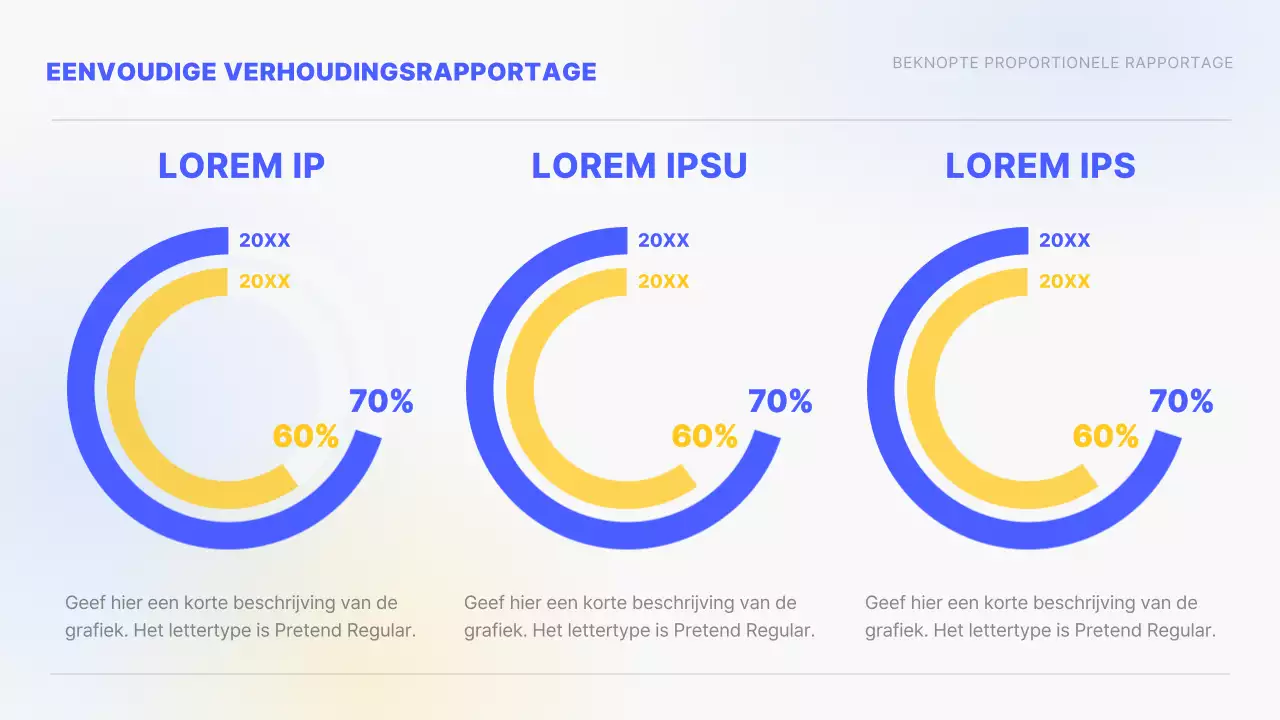 Geel en blauw kleurverloop Eenvoudige grafieken en infographics Conceptueel prestatierapport