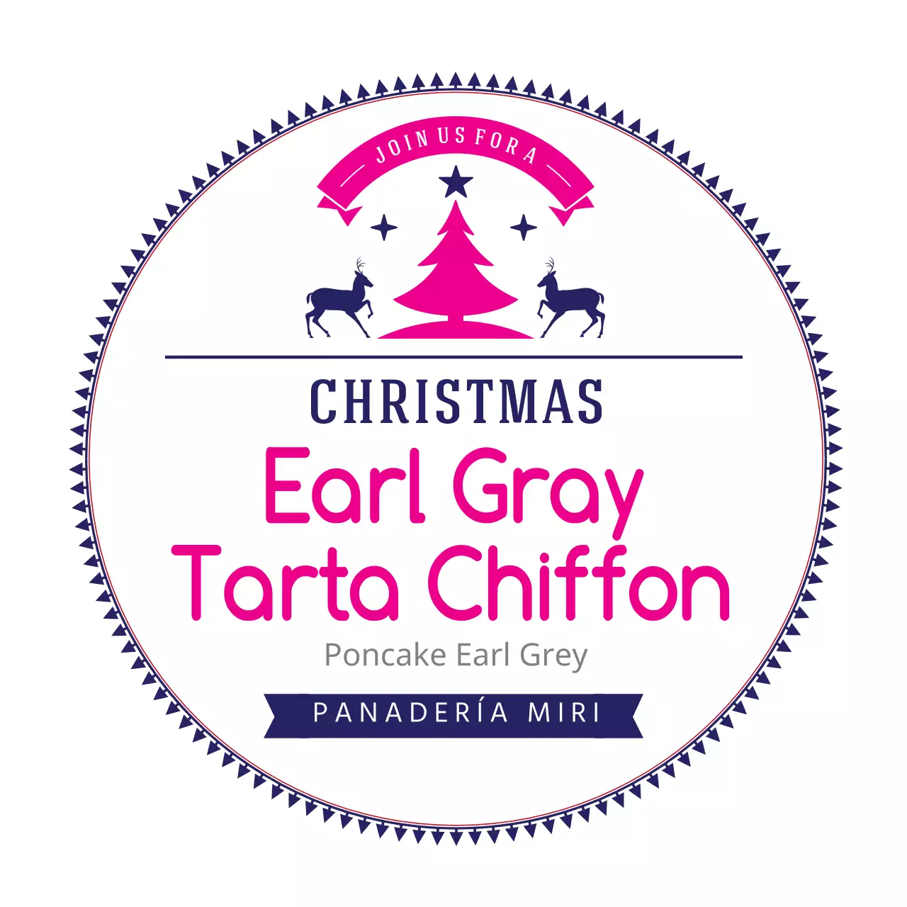 Púrpura Rosa Etiquetas ilustradas de Navidad para repostería