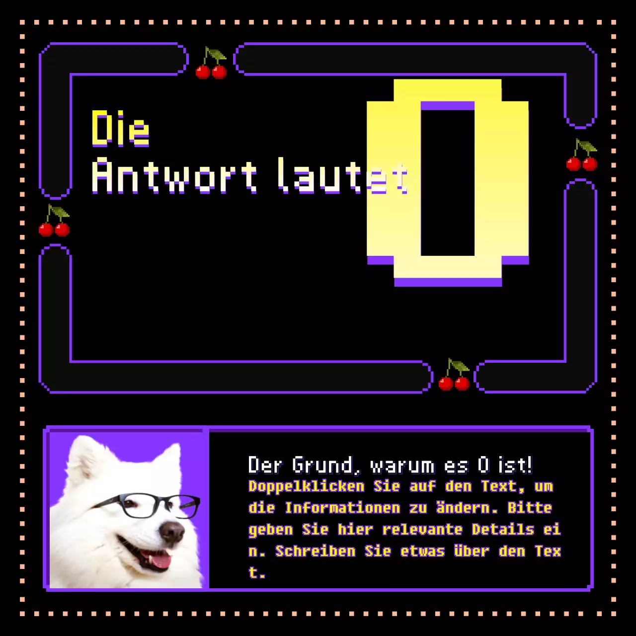 süßes klassisches Spiel in lilaschwarzgelbKonzept OXQuiz