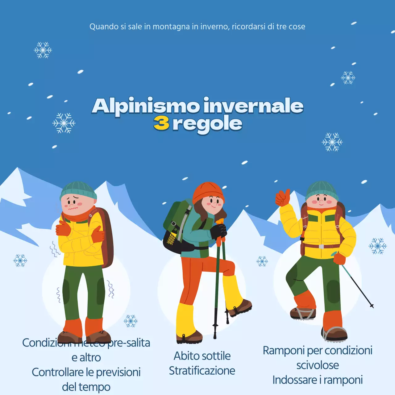 Contenuto invernale da alpinismo blu e azzurro